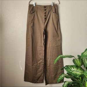 Blank NYC Olive Green Button Fly Wide Leg Baggy High Waisted Pants 27